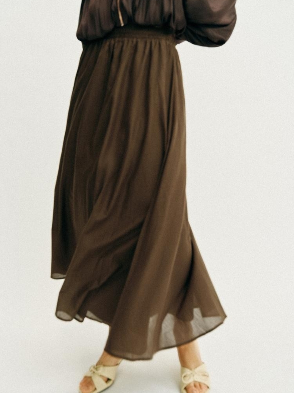 Zara Brown LAYERED MIDI SKIRT - Picture 3 of 8